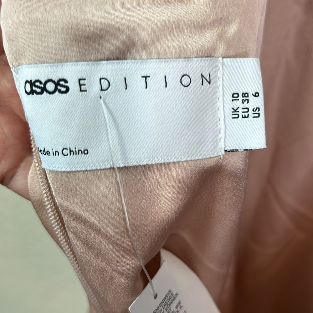 ASOS Edition Satin V Neck Sleeveless Bridesmaid Maxi Dress Size 6 - Picture 9 of 10